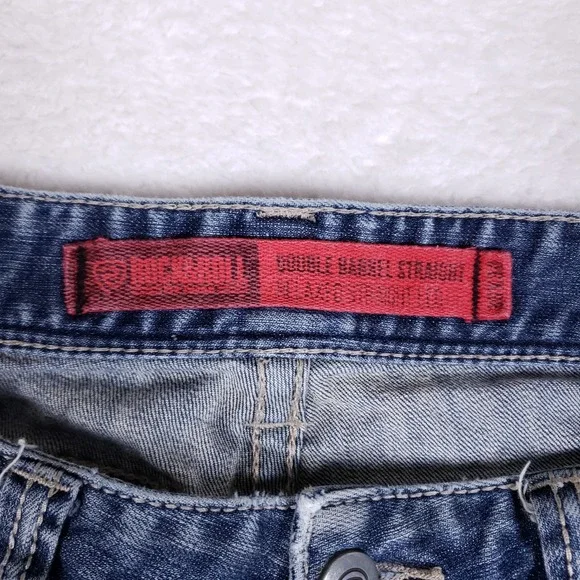 Rock & Roll Denim 36x30 Double Barrel Straight Jeans Blue Relaxed Western Cowboy - Picture 11 of 16